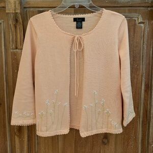 Frenchi Tie Up Embroidered Flower Cardigan Size S/M